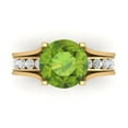 thumbnail image 2 of Clara Pucci 14K Yellow Gold Round Cut 3Ct Natural Peridot Engagement Ring + Matching Band - Luxury Box Included, 2 of 7