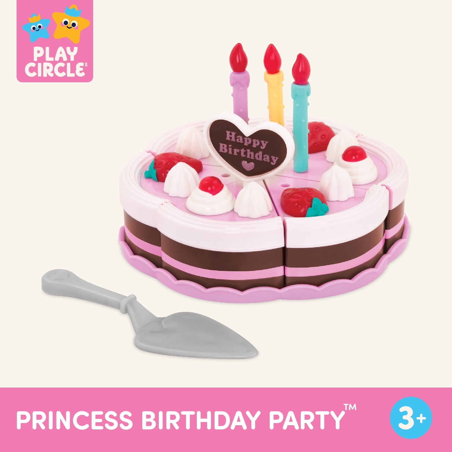 Battat Princess Birthday Party Pink Cake Playset with 24 Plastic Pieces, Toddler and Preschool Toys