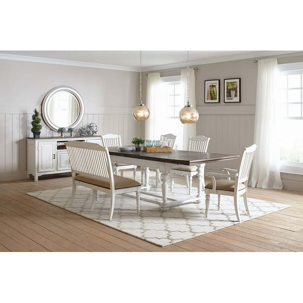 Rectangular Table Dining Set Latte, Country Rustic Dining Room Chairs