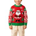 thumbnail image 6 of Toddler Boys Christmas Holiday Knit Pullover Sweater, Festive Reindeer Santa Gingerbread Graphic Crewneck Top 5-6 Years, 6 of 9