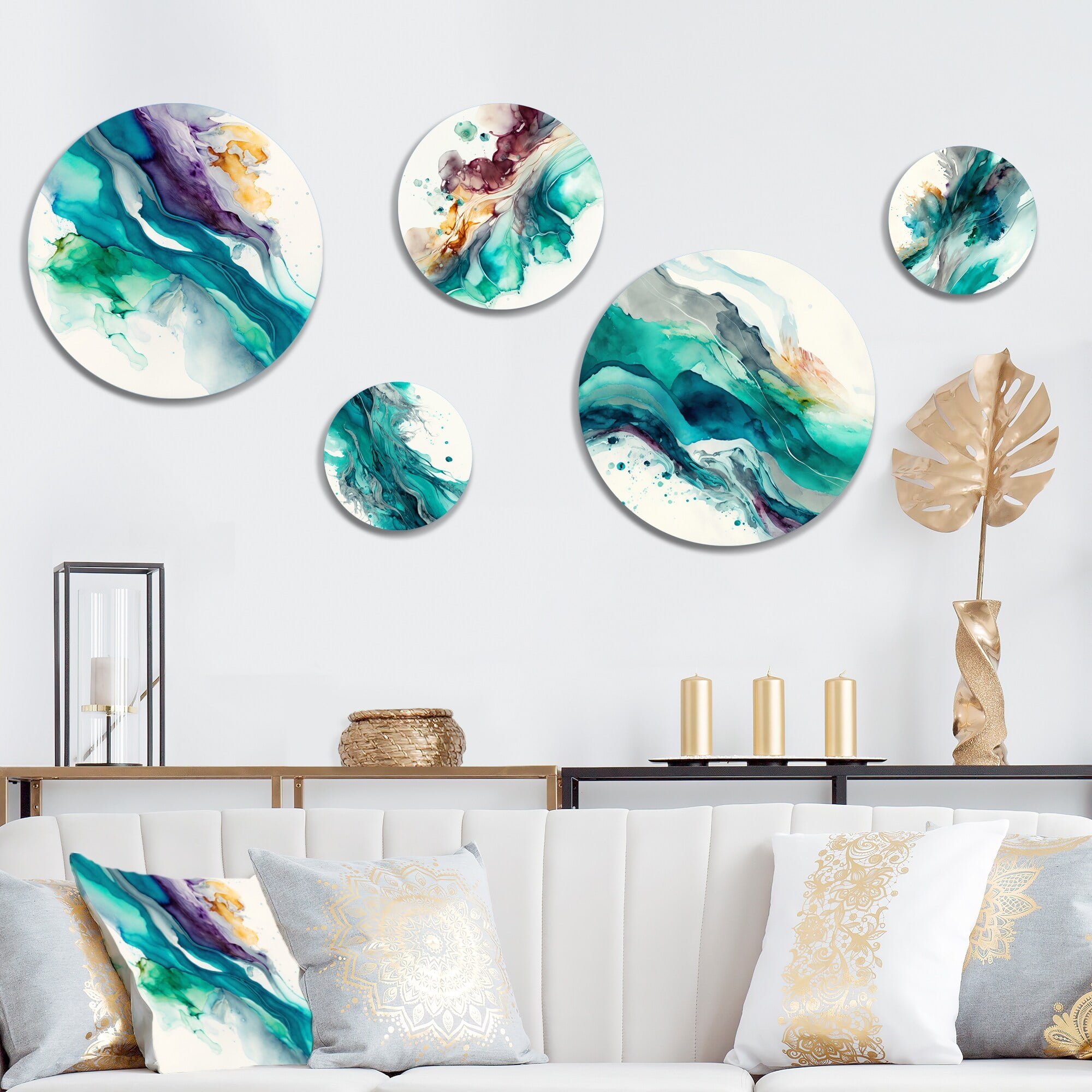 DesignArt 5 Piece Historic City of Siena Panoramic View Landscapeアートキャンバス印刷、60 