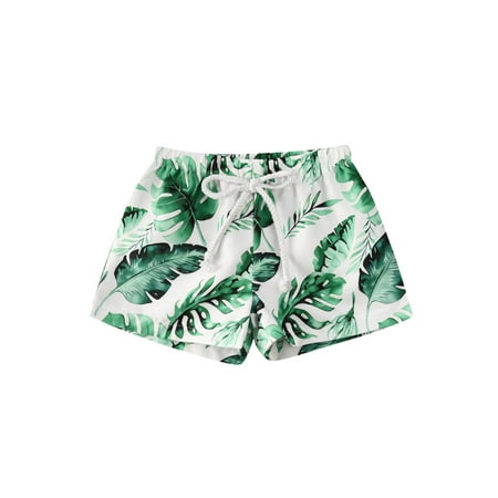 

wsevypo Toddler Baby Boys Hawaiian Beach Shorts Pineapple Leaf Print Swim Trunks Kids Broad Elastic Shorts Surf Swimwear