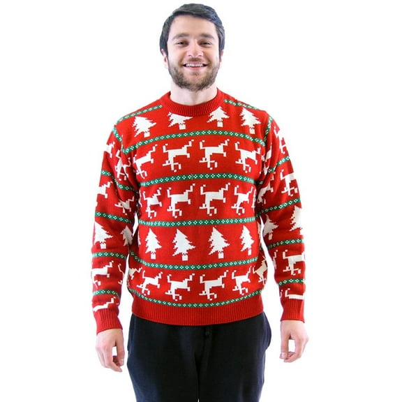 Trees and Dead Reindeers Red Ugly Christmas Sweater