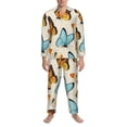 thumbnail image 4 of Bingfone Men'S Pajama Set 2 Piece Loungewear Pjs, Long Sleeve With Pajama Pants-Butterflies, 4 of 9