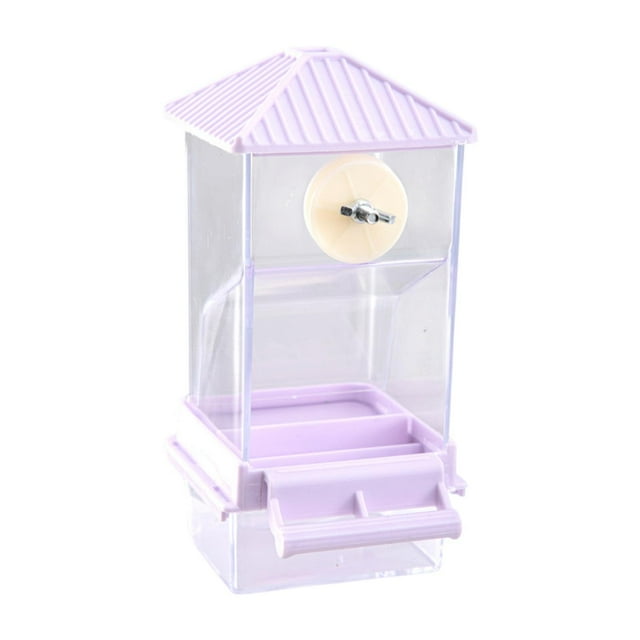 Accesorios de jaula de alimentación de jaulas de aves resistentes estacionamiento de alimentación de colgación automática transparente para pájaros Violeta