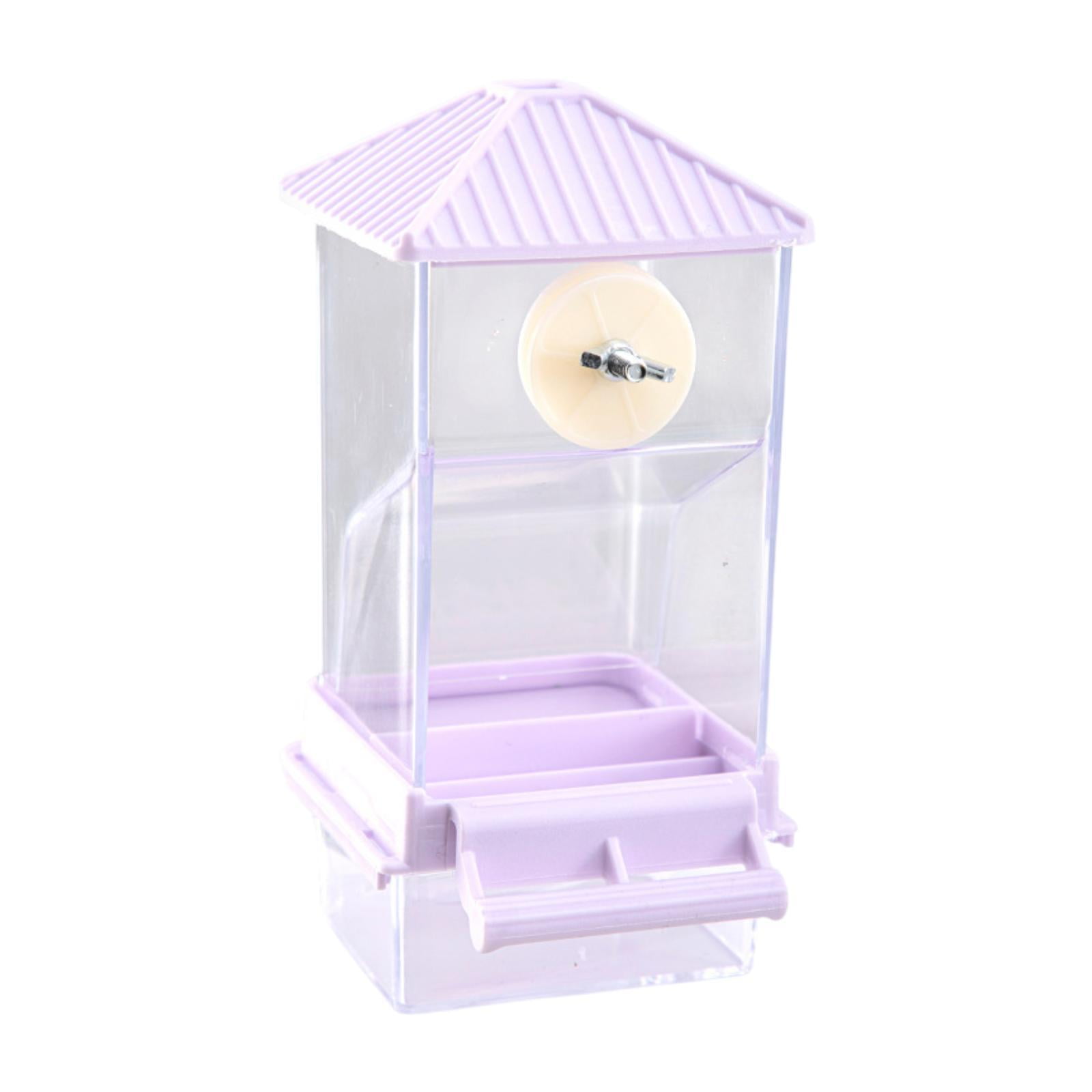 Bothyi Bird Cage Feeder Clear Hanging Feeding Station for Parakeet Finch Budgerigar Violet