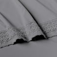 thumbnail image 4 of Benjara  Edra Microfiber Bed Sheet Set with Crochet Lace, Gray - 4 Piece - Full Size, 4 of 5