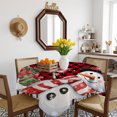 thumbnail image 3 of Red Plaid Snowman Christmas Table Cloth Waterproof Tablecloths, Winter Snowflake Xmas Gifts Tablecloth Dining Table Cover for Kitchen Party Tabletop Outdoor, Square Tablecloth 54x54 Inch, 3 of 9