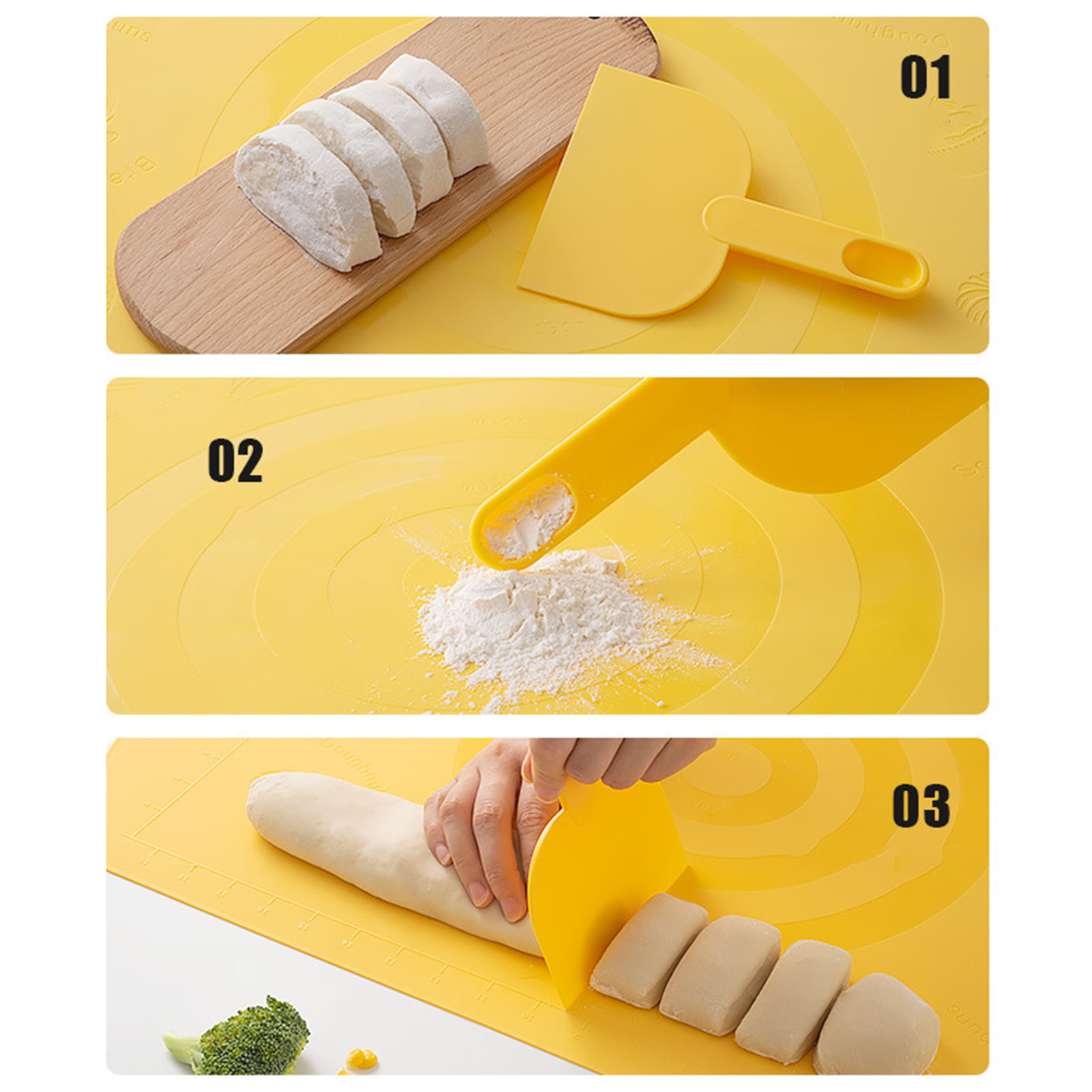 Farfi Round Edge Clear Scale Cream Scraper Silicone Ergonomic Multi-use  Dough Cutter for Kitchen (Pink) 
