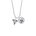 thumbnail image 2 of Delight Jewelry Silvertone Caduceus - PTA Silvertone Script Initial Disc - H - Charm Necklace, 20"+3", 2 of 4