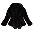 thumbnail image 2 of Meichang Womens Faux Fur Coat with Faux Fur Collar Warm Jackets Plus Size Winter Thicken Long Sleeve Open Front Cardigan Outerwear Furry Trim Peplum Coat Black M, 2 of 4