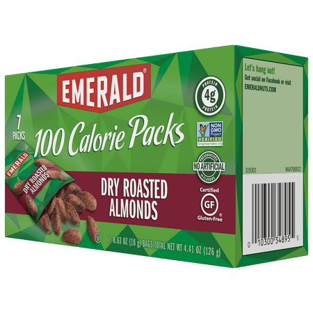 Emerald Dry Roasted Almonds 100 Calorie Packs, 7 ct (Pack of 6)