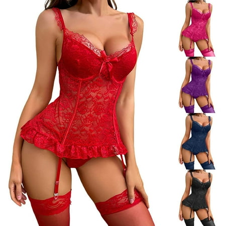 Shadoumai Women Lace Lingerie Nightgown V Neck Nightwear Chemise Nightie  Size XXL
