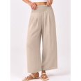 thumbnail image 2 of ZANKLEY Womens High Waist Smocked Wide Leg Flowy Pocketed Summer Lounge Beach Casual Pants, 2 of 13