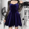 thumbnail image 4 of Vestido gótico de mujer de manga larga ahuecado de encaje adelgazante de gamuza de cintura alta vestido Punk de retazos vestido de noche Pompotops hdfakjf9744, 4 of 9