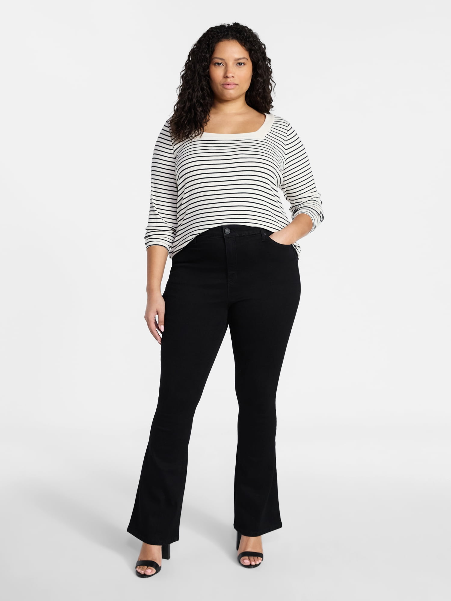 Terra & Sky Women's Plus High Rise Bootcut Jeans, Sizes 16W-28W