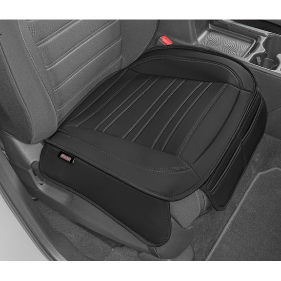 Motor Trend Faux Leather Front Seat Cover for Cars - (1) Black Front Car Seat Covers for SUV & Truck with Storage Pockets - Automotive Car Seats Cover Protector - For Bottom Cushion Coverage Only