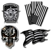 Variety Pack of Thin Silver Line Corrections Officer CO Prison Decal Vinyl Sticker American Flag Car Truck(6 Pack)