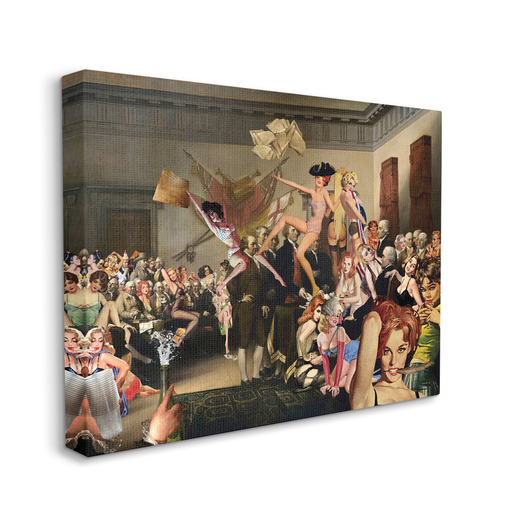 Stupell Industries Classic Painting Collage Novelty Painting Gallery Wrapped Canvas Art Print Wall Art, 48 x 36