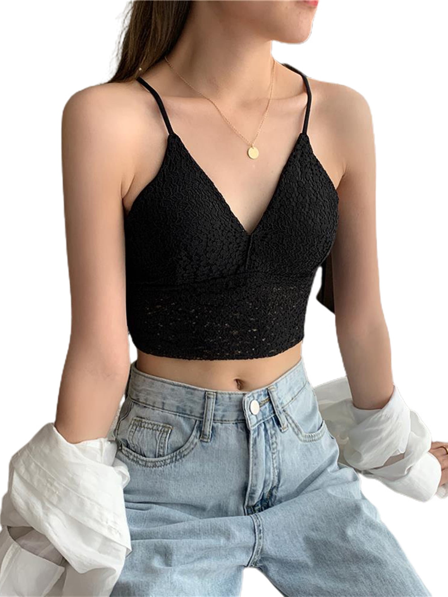 Umgee Womens Boho Style Lace Ruffle Crop Vest