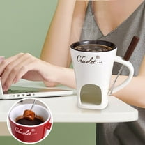 Ceramic Chocolate Fondue Pot | Cheese Melting Cup with Candle Warmer | Multi-Use Kitchen Fondue Set for Chocolate, Cheese & Milk | Elegant Design for Parties & Family Gatherings | 1-Piece Set