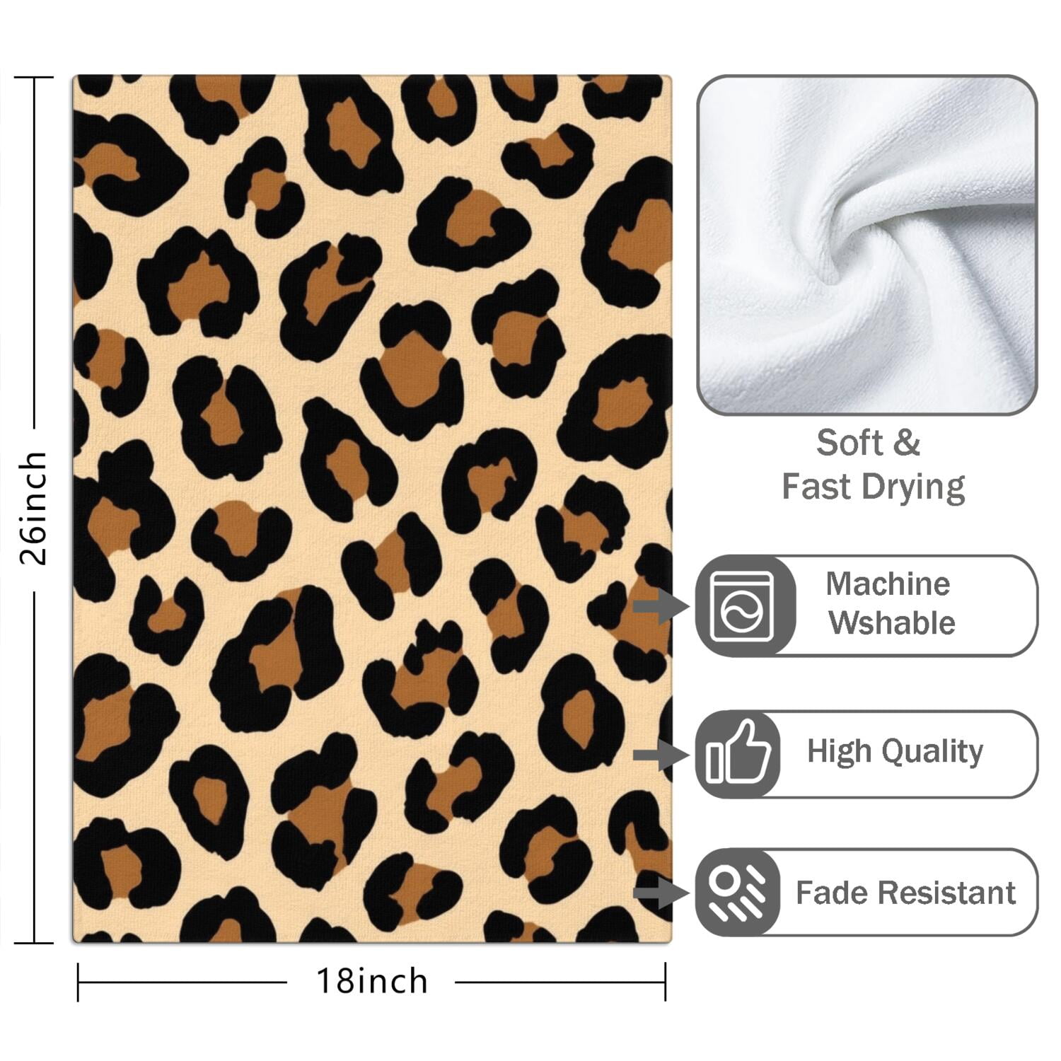 2 Pcs Funny Kitchen Towels,Classic Leopard Print Microfiber Dish Towels,Kitchen Tea Towels,Kitchen Towel Set (18" X 26")