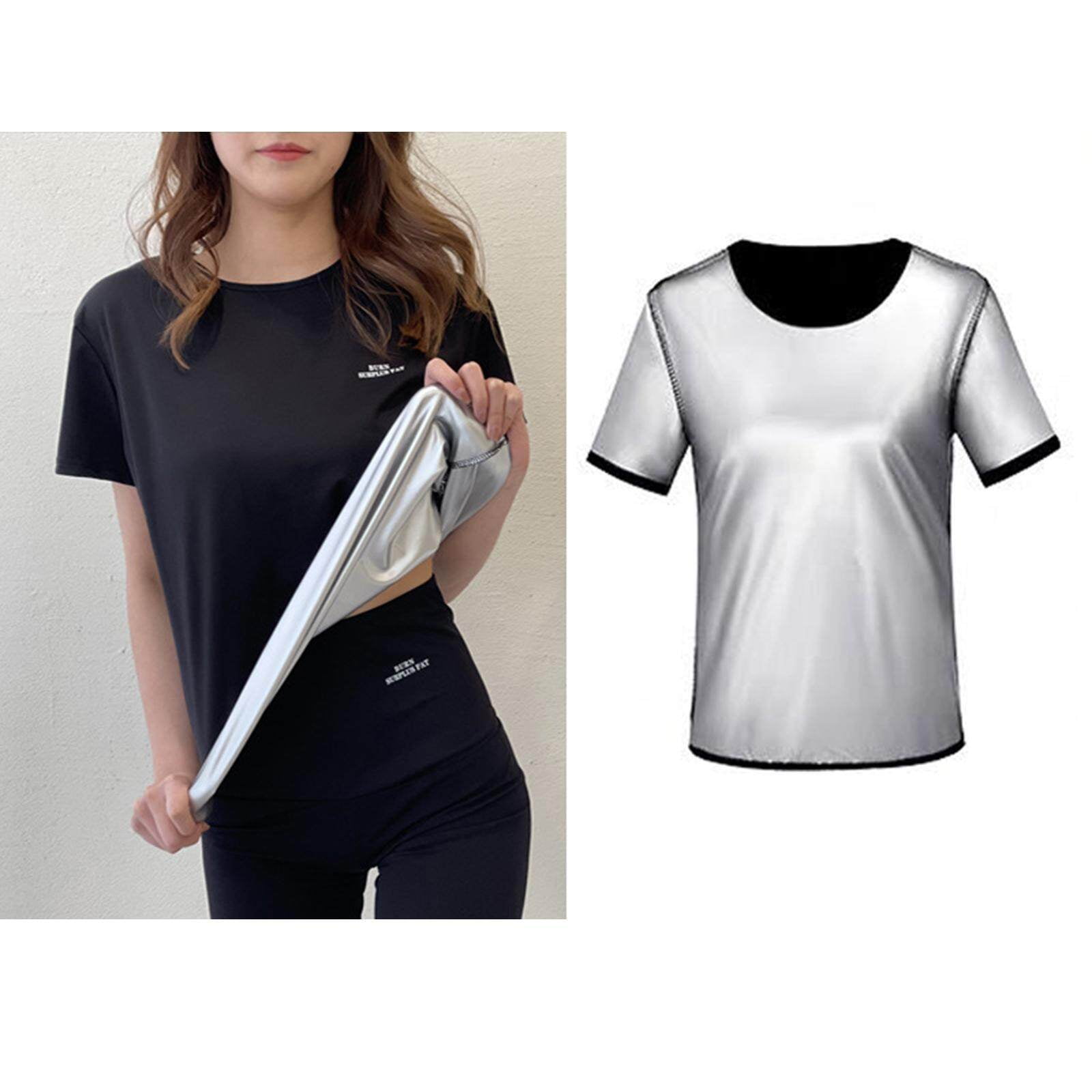 Women Sauna Suit Waist Trainer Body Suit T Shit Shaper Weight Loss Sweat Shirt M Walmart
