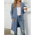 thumbnail image 4 of Aricy Ribbed Knit Cardigan Sweaters for Women Long Dusters Cozy Soft Knitwear Lightweight Open Front Sweater Solid Color Coat Warm Long Sleeve Shrug Cardigans with Pockets, 4 of 5