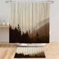 thumbnail image 3 of Fall Misty Forest Shower Curtain Autumn Nature Foggy Pine Tree Woodland Landscape Farmhouse Wooden Board Cool Brown Bathroom Bathtub Curtains Waterproof Fabric Shower Curtain for Bathroom 72"x84", 3 of 6
