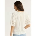 thumbnail image 3 of Time and Tru Women's Lace Trim Top with Puff Sleeves, Sizes XS-XXXL, 3 of 5