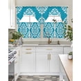 thumbnail image 4 of Baroque Blue Swag Curtains for Living Room/Bedroom Windows, Vintage Damask Classic Floral Kitchen Curtains and Valances Set 36 Inch Length, Light Filtering Swags Valance Curtain Panels, 4 of 5