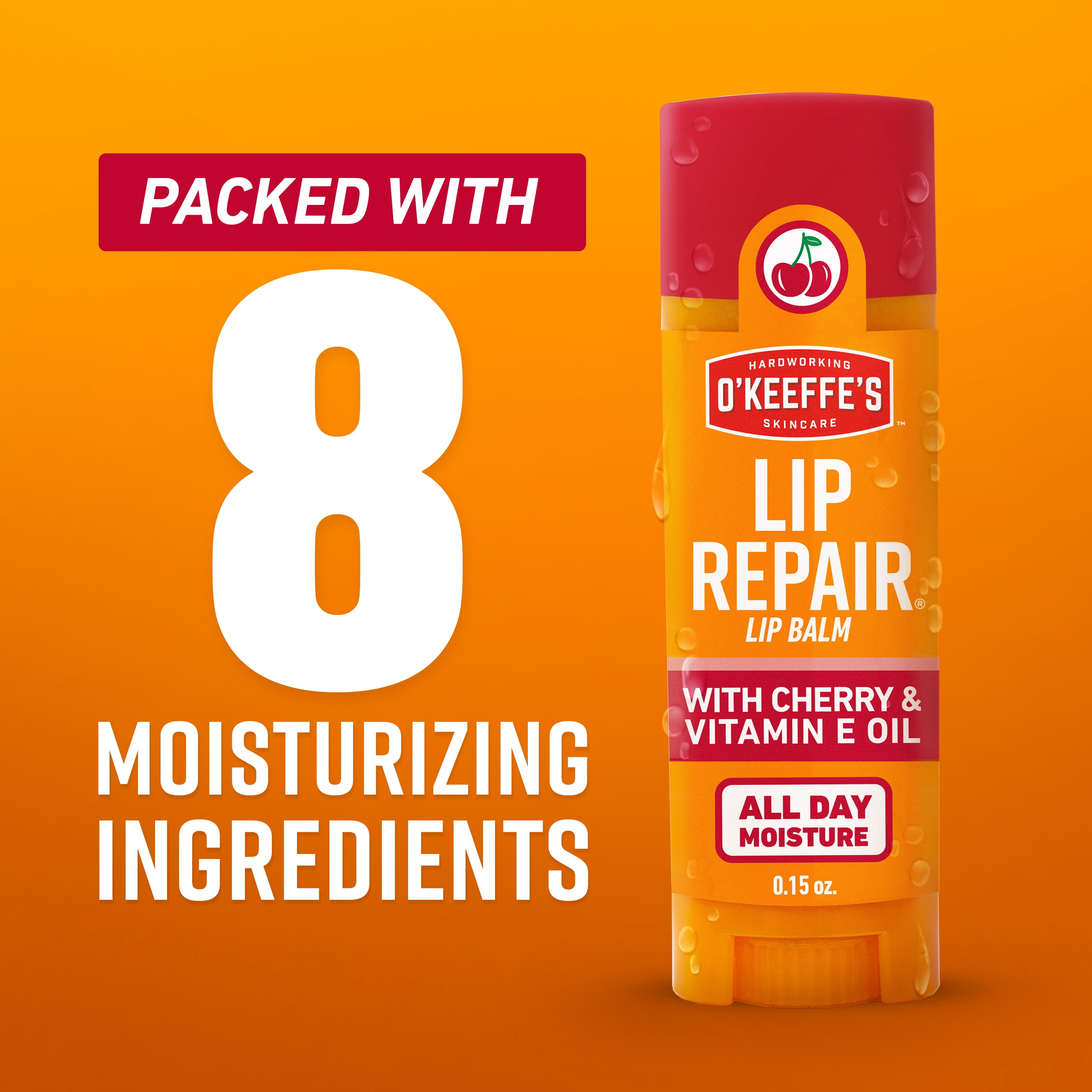 O’Keeffe’s Lip Repair Cherry Moisturizing Lip Balm with Vitamin E Oil, 0.15oz Sticks, Twin Pack