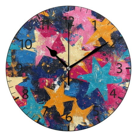 YAZAOO Decorative Wall Clock Size:25cm Colorful Starburstes Design Pattern Clock