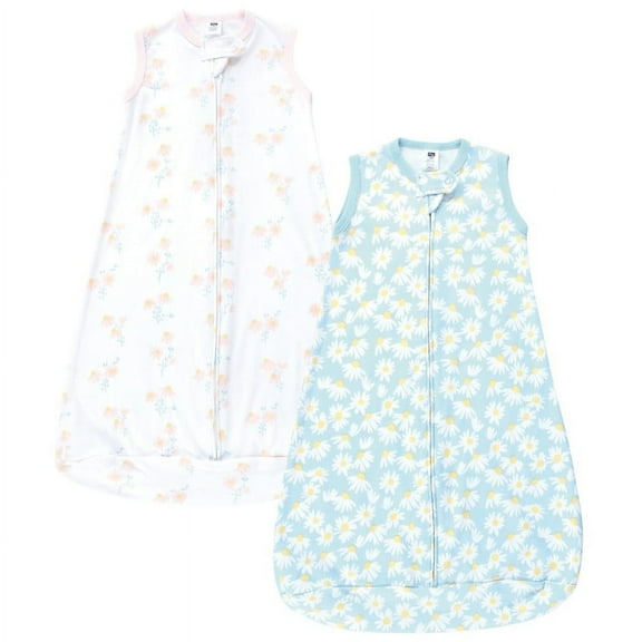 Hudson Baby Infant Girl Cotton Sleeveless Wearable Sleeping Bag, Sack, Blanket, Mixed Daisy, 0-3 Months
