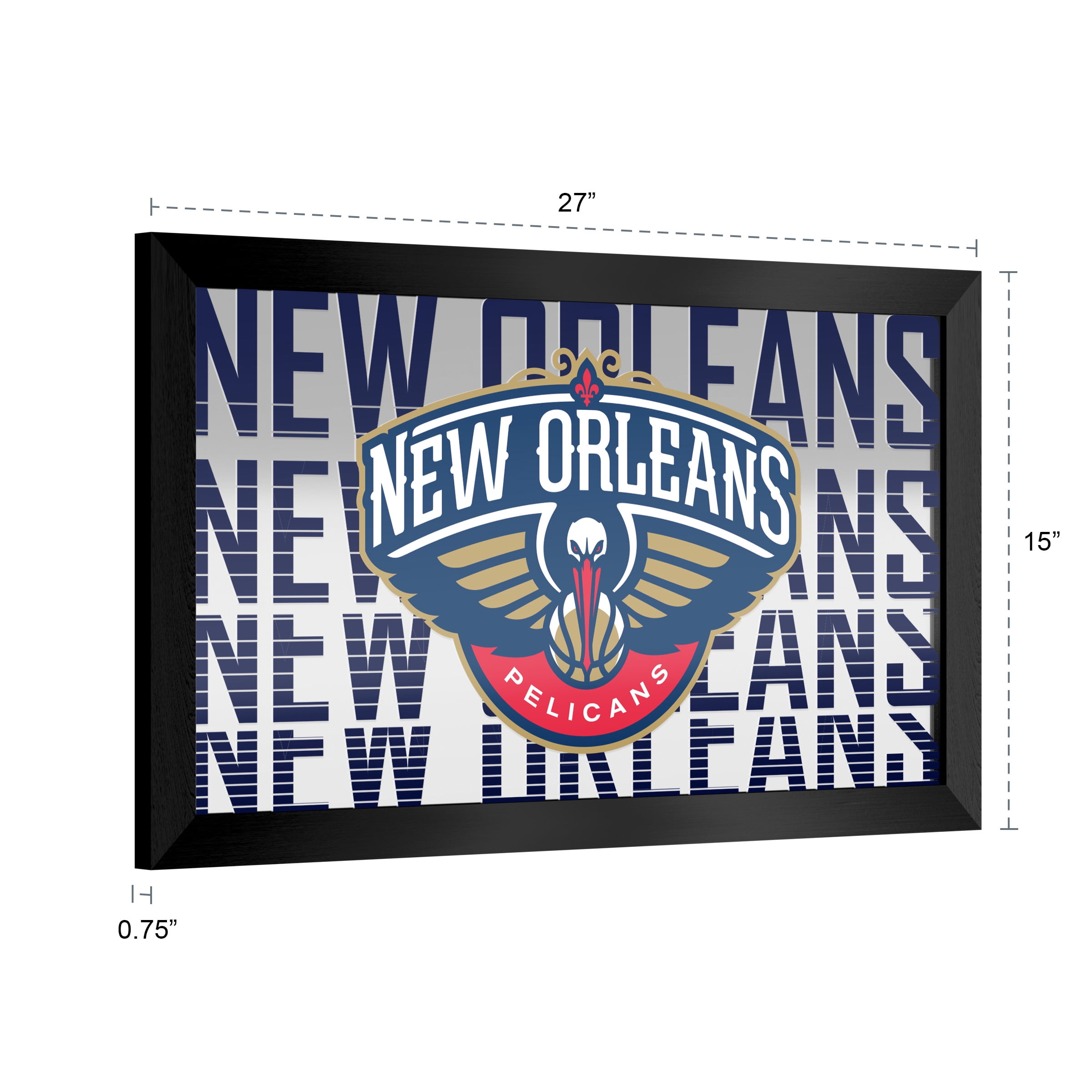 New Orleans Pelicans City Ready-To-Hang Black Framed Wall Mirror