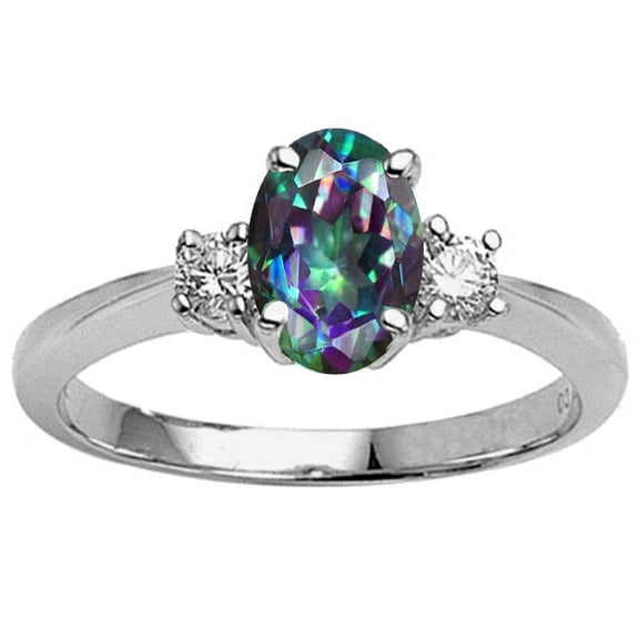Tommaso Design� Oval 9x7 mm Mystic Rainbow Topaz Engagement Ring