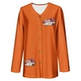 thumbnail image 6 of SYMOID Womens Orange Fall Embroidered Cardigan - V-Neck Button-Down 3/4 Sleeve, Soft Lightweight with Pumpkin Floral Embroidery, Inclusive Sizes S-XXXXXL,Size 4XL, 6 of 6