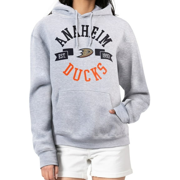Women's G-III 4Her by Carl Banks Heather Gray Anaheim Ducks City Graphic Fleece Pullover Hoodie