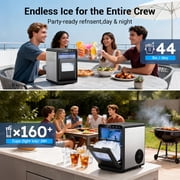 Snowyermine Countertop Nugget Ice Maker, 44 lbs/Day,Soft Chewable Pebble Nugget Ice Machine, One-Touch Self-Cleaning with Touch Screen for Home, Kitchen, Office, Stainless Steel, Black