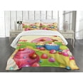 thumbnail image 3 of Ambesonne Cartoon Quilted Bedspread Set 3 Pcs, Yummy Donuts Land, Queen Size, Multicolor, 3 of 5