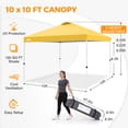 thumbnail image 2 of EAGLE PEAK 10 x 10 ft Pop Up Canopy Tent Instant Outdoor Canopy Straight Leg Shelter with Adjustable Height and Wheeled Carrying Bag (Yellow), 2 of 9