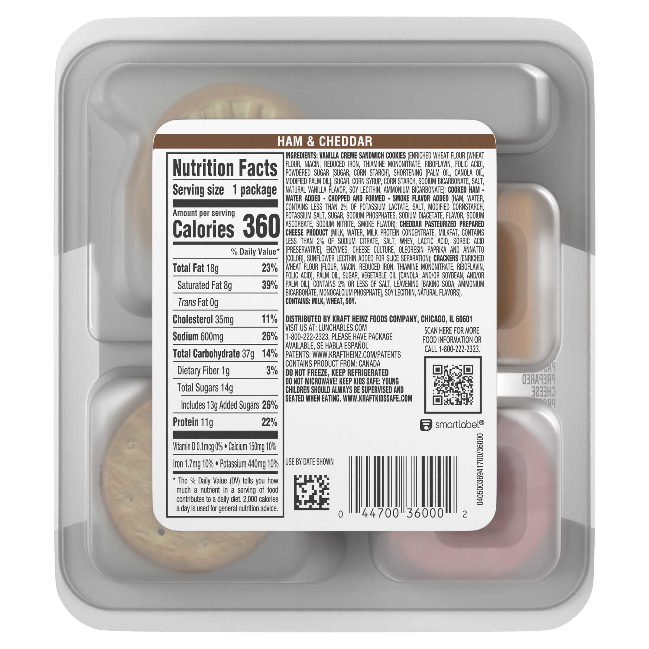 Lunchables Ham & Cheddar with Vanilla Creme Cookies, 3.5 oz Pack