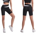 thumbnail image 4 of Pantalones cortos de mujer Qarigey Push Cintura alta Leggings Fitness transpirable Yoga estiramiento sin costuras Blanco y negro XL, 4 of 6