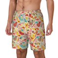 thumbnail image 2 of Uemuo Colorful Chicken Pattern Mens Swim Trunks Quick Dry Board Shorts with Mesh Lining, Stretch Beach Shorts Quick Dry No-Chafing Board Shorts-Small, 2 of 9