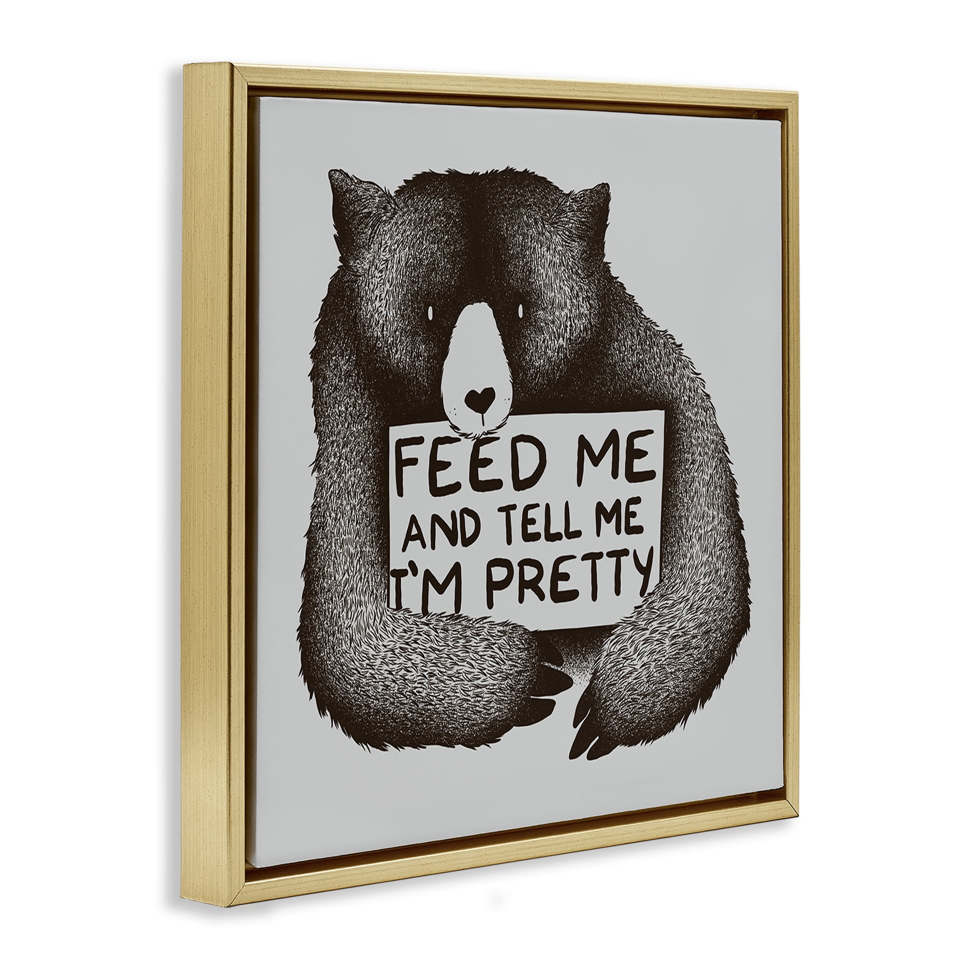 Stupell Industries Feed & Tell Me I'm Pretty Gold Framed Floater Canvas Wall Art, design by Tobe Fonseca