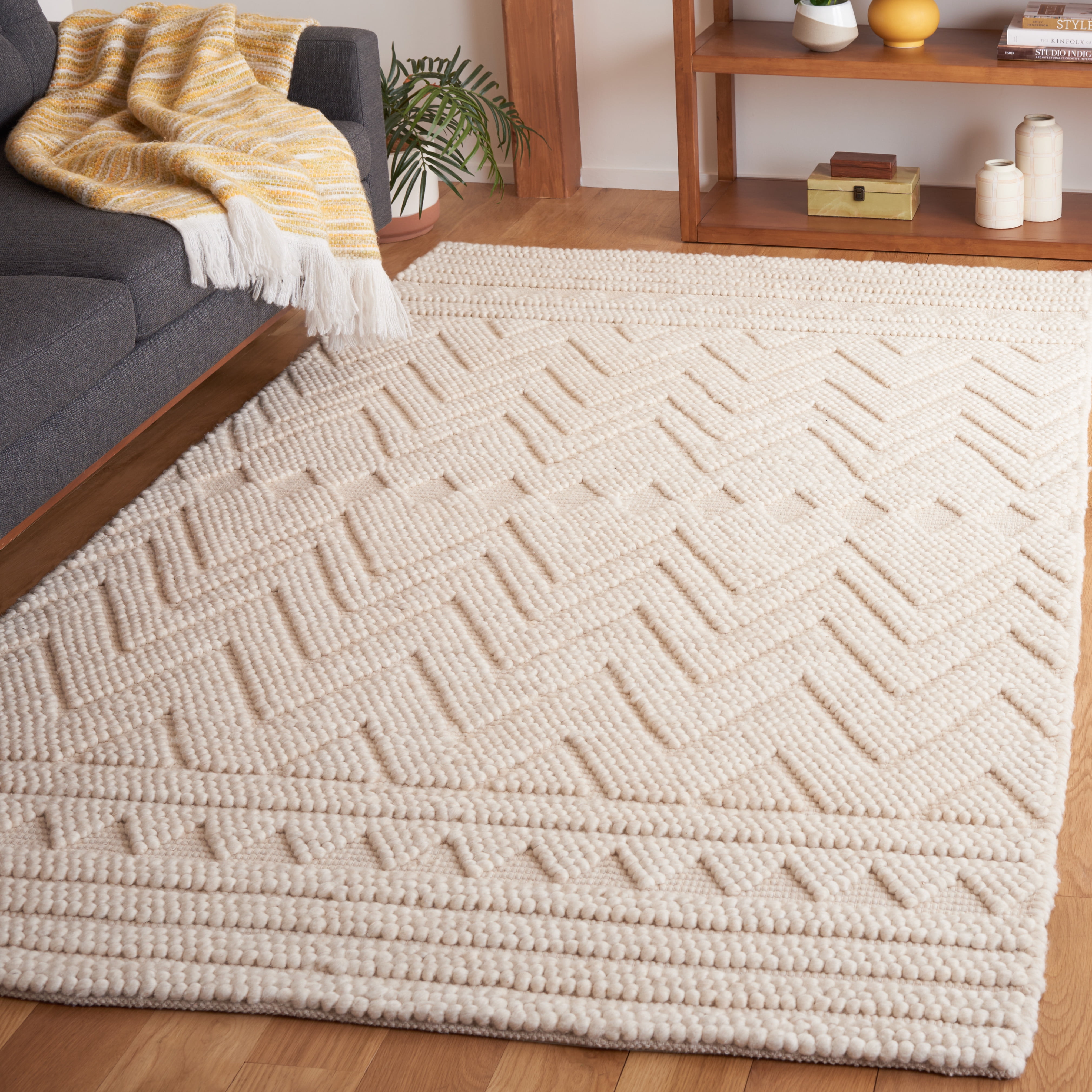 SAFAVIEH Natura Braylon Striped Area Rug, Beige, 6' x 6' Square