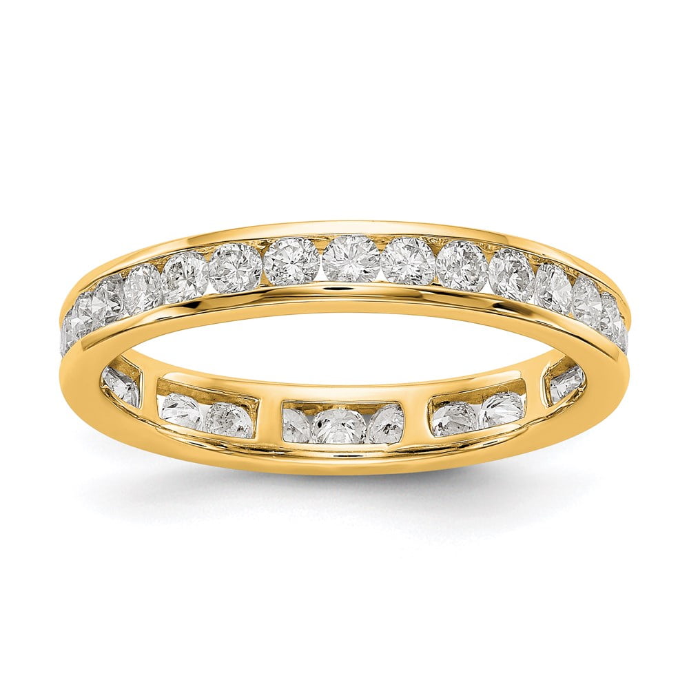 14K Yellow Gold Ring Band Eternity Diamond Round Polished 1ct Channel ...