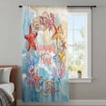 thumbnail image 3 of Summer Nautical Sheer Curtains 72 Inches Long, Ocean Beach Waves Marine Starfish Coral Shell Light Filering Curtains, Breathable Simi Curtain Privacy Drapes for Living Room Bedroom Window Treatment, 3 of 7