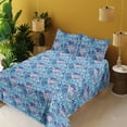 thumbnail image 2 of Ambesonne Hibiscus Fitted & Flat Sheet with Sham 3 Pcs Set, Simple Exotic Pattern Art, Twin, Pale Lavender Sea Blue, 2 of 5