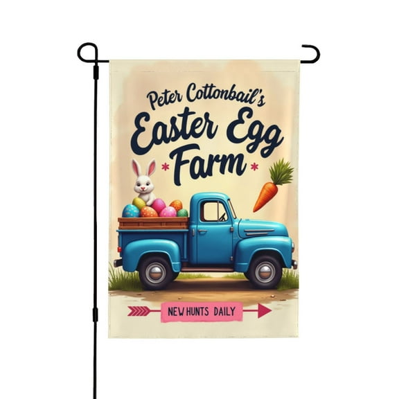 Easter Egg Farm Truck Garden Flag Vertical Double Sided 12.5 X 18 Inch Farmhouse Spring Yard Decor 1 Flag